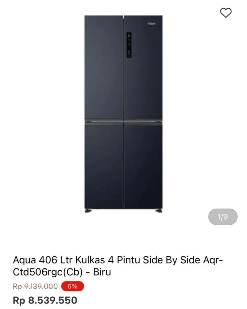 KULKAS AQUA 4 PINTU SBS AQR-CTD506RGC 406LTR