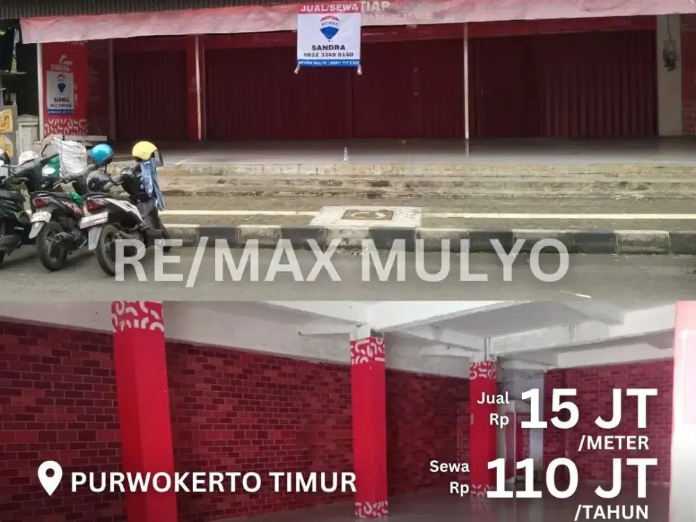 Dijual dan Disewakan Ruko Strategis Area Perbelanjaan Purwokerto Timur