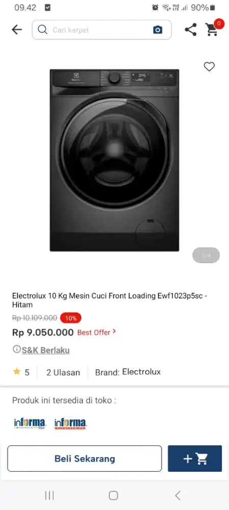 PROMO KREDIT ELECTROLUX 10KG MESIN CUCI FRONT LOADING