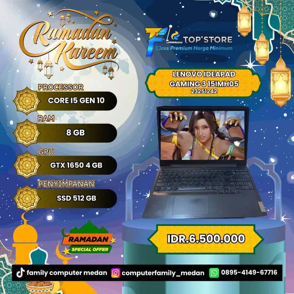 LENOVO IDEAPAD GAMING 3 15IMH05 CORE I5 GEN 10 SSD 512/8GB