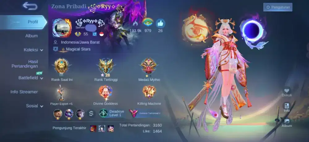 Akun Mobile Legends skin KOF Chou Lunox Legends