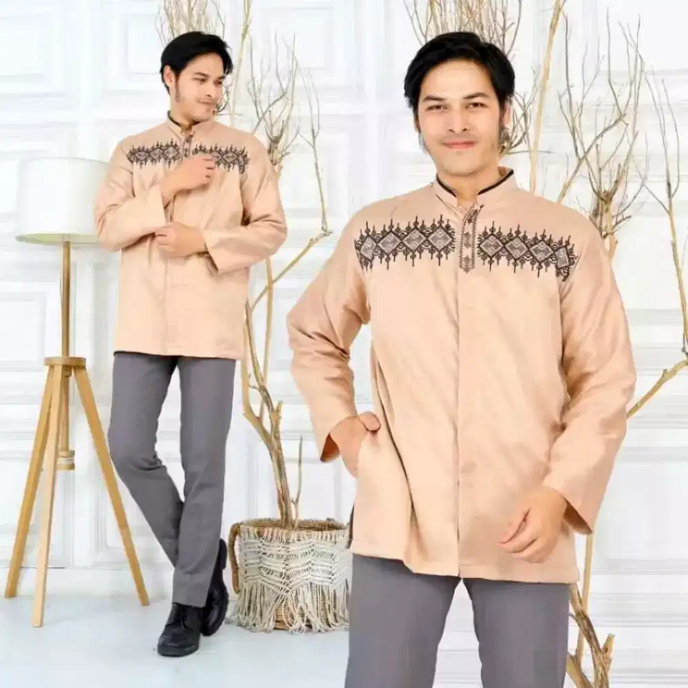BAJU KOKO PANJANG CREAM KATUN MADINAH