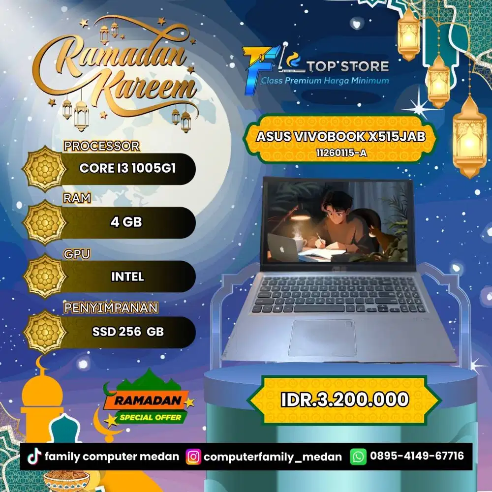 ASUS VIVOBOOK X515-JAB INTEL CORE I3 1005G1 SSD 256/4GB