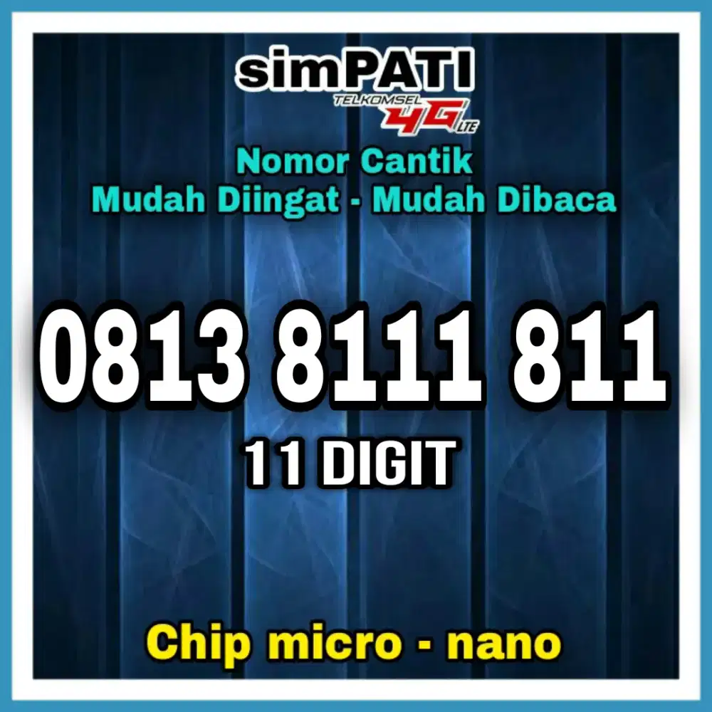 Nomor Cantik Simpati 4G Kartu Perdana Nomer 11 Digit Angka