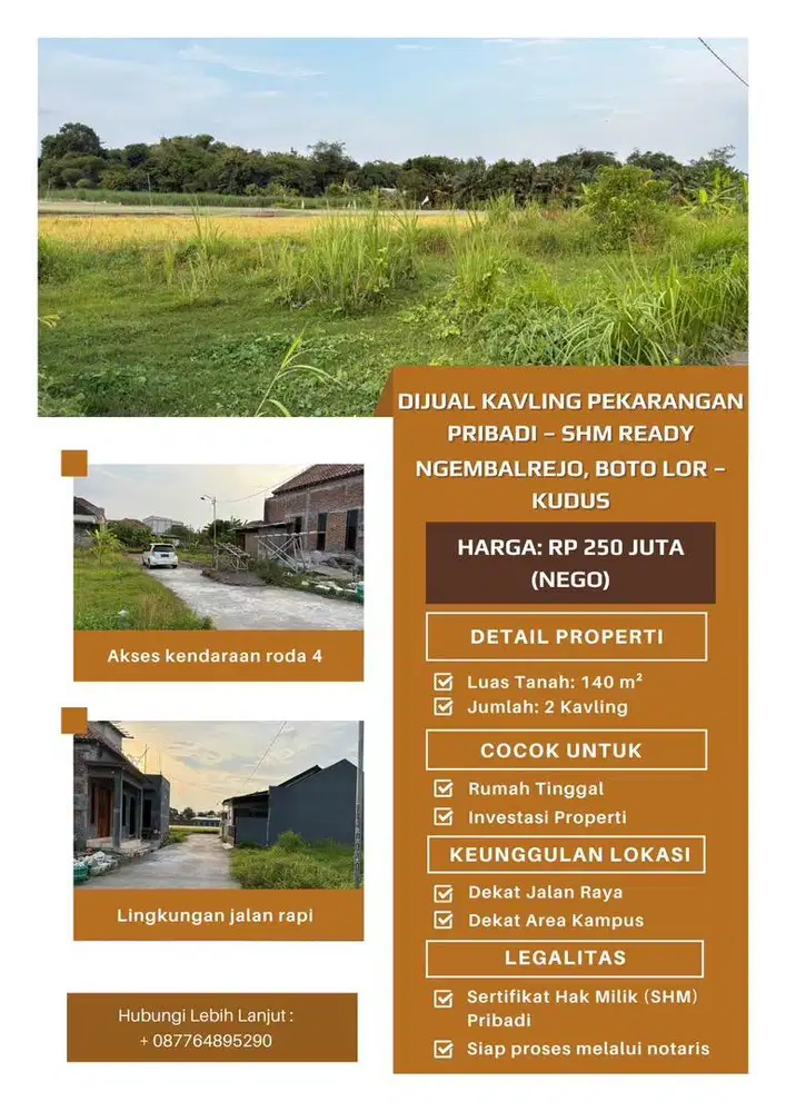 Kavling / Tanah Karangan SHM Pribadi Dekat Kampus UIN Kudus