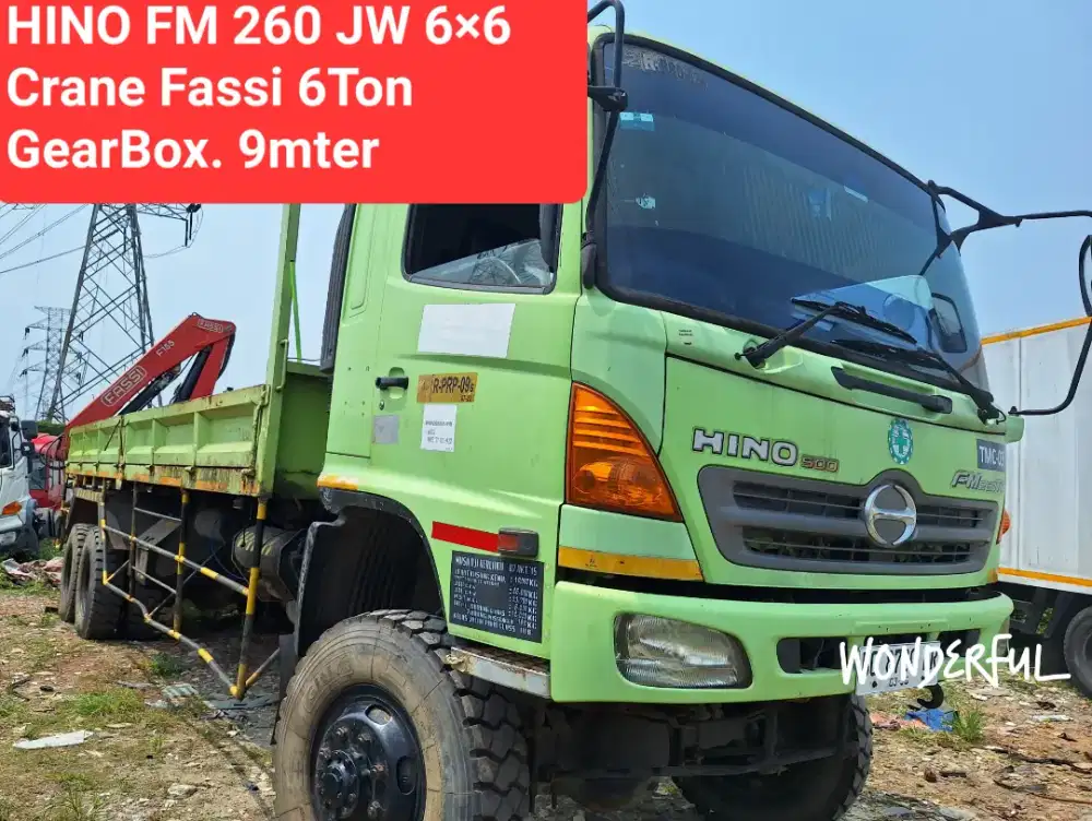 Hino Lohan Ranger FM 260 JW Tronton 6×6 GearBox Crane 6Ton Fassi Turbo