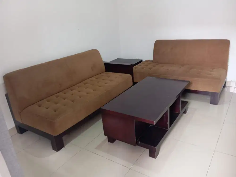 DIJUAL SET SOFA MINIMALIS ELEGAN WARNA COKLAT