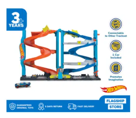 Hot Wheels City Transforming Race Tower Playset - Mainan Trek Mobil