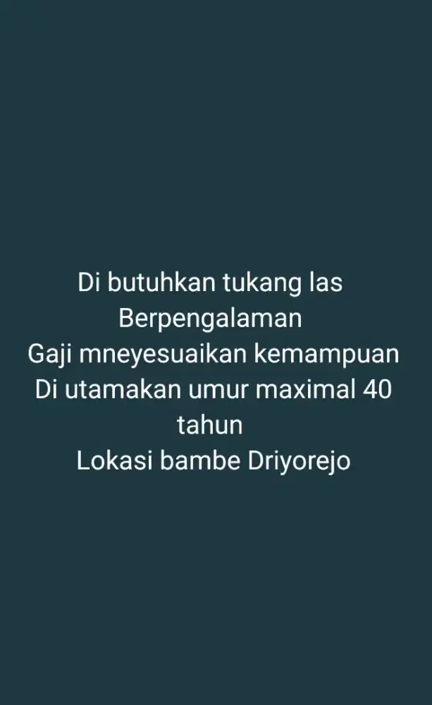 Lowongan kerja tukang las berpengalaman