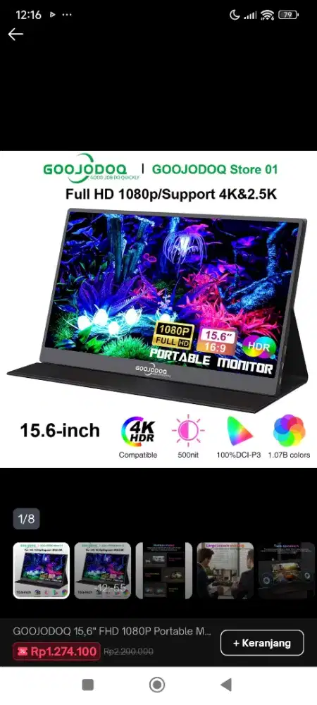 Portable Monitor untuk Gaming / Office 15,6