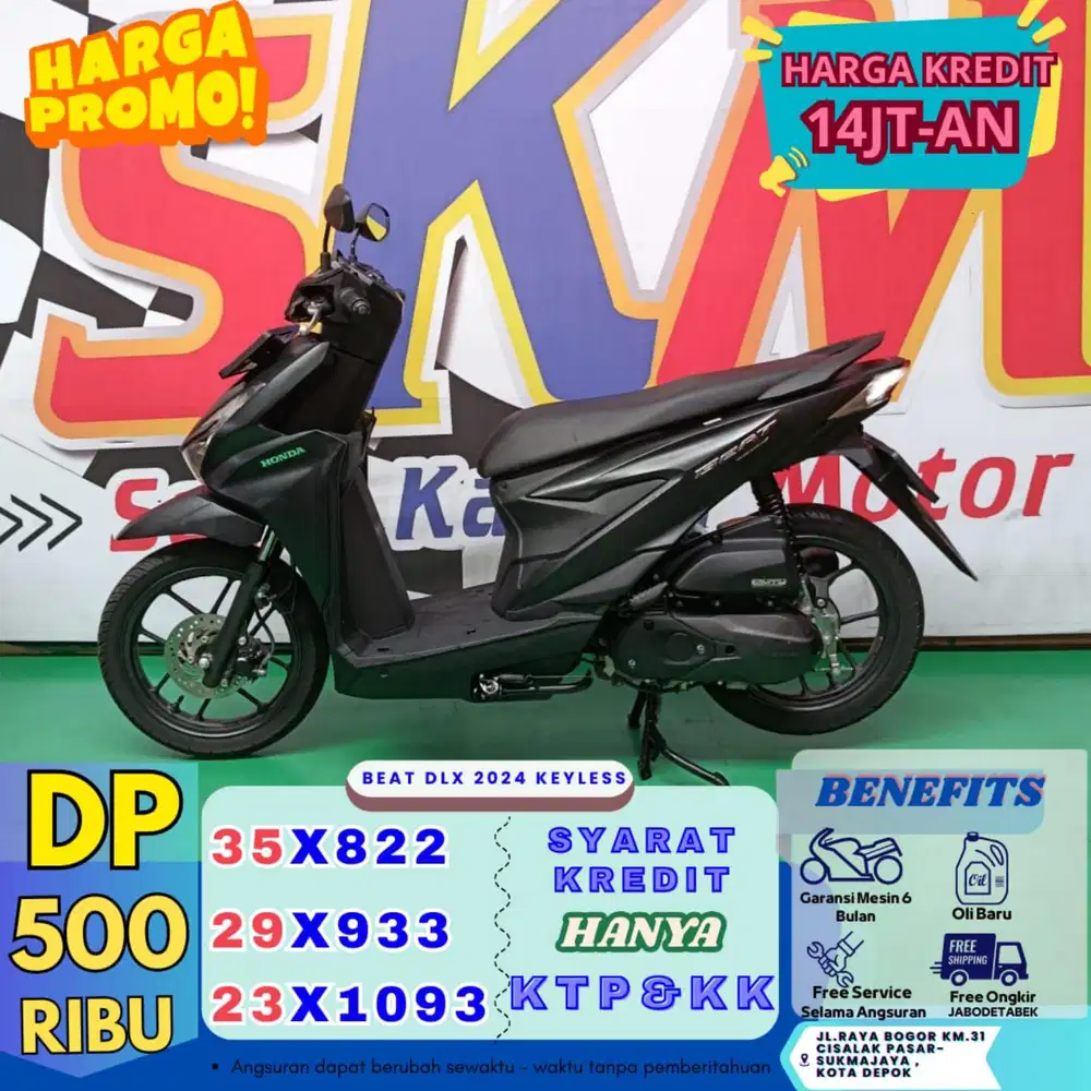 Dp 500rb cukup ktp dan kk kredit beat dlx keyless 2024