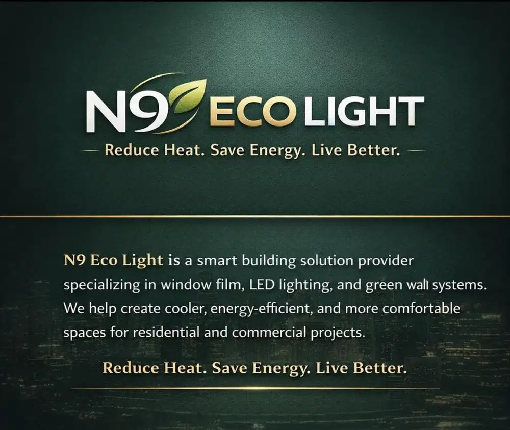 Distributor Kaca film, greenwall, lampu led