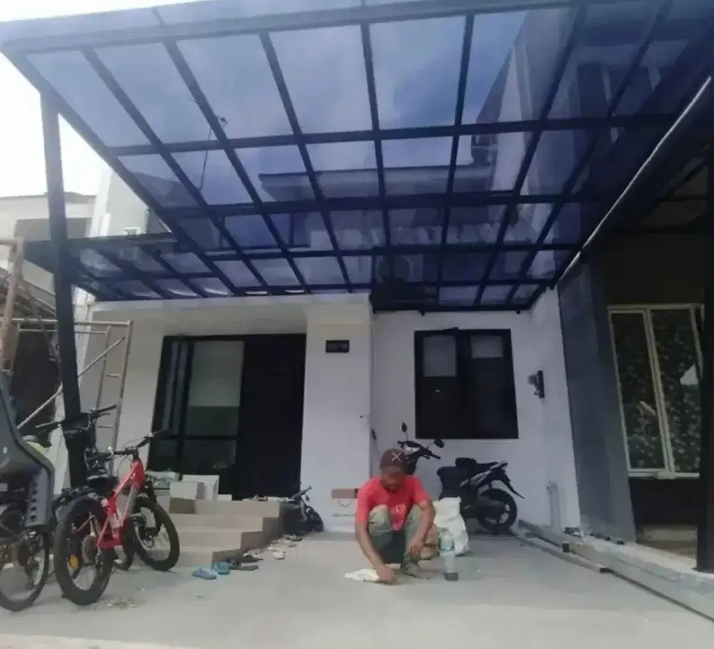 Kanopi atap solarflat rangka besi holo galvanis