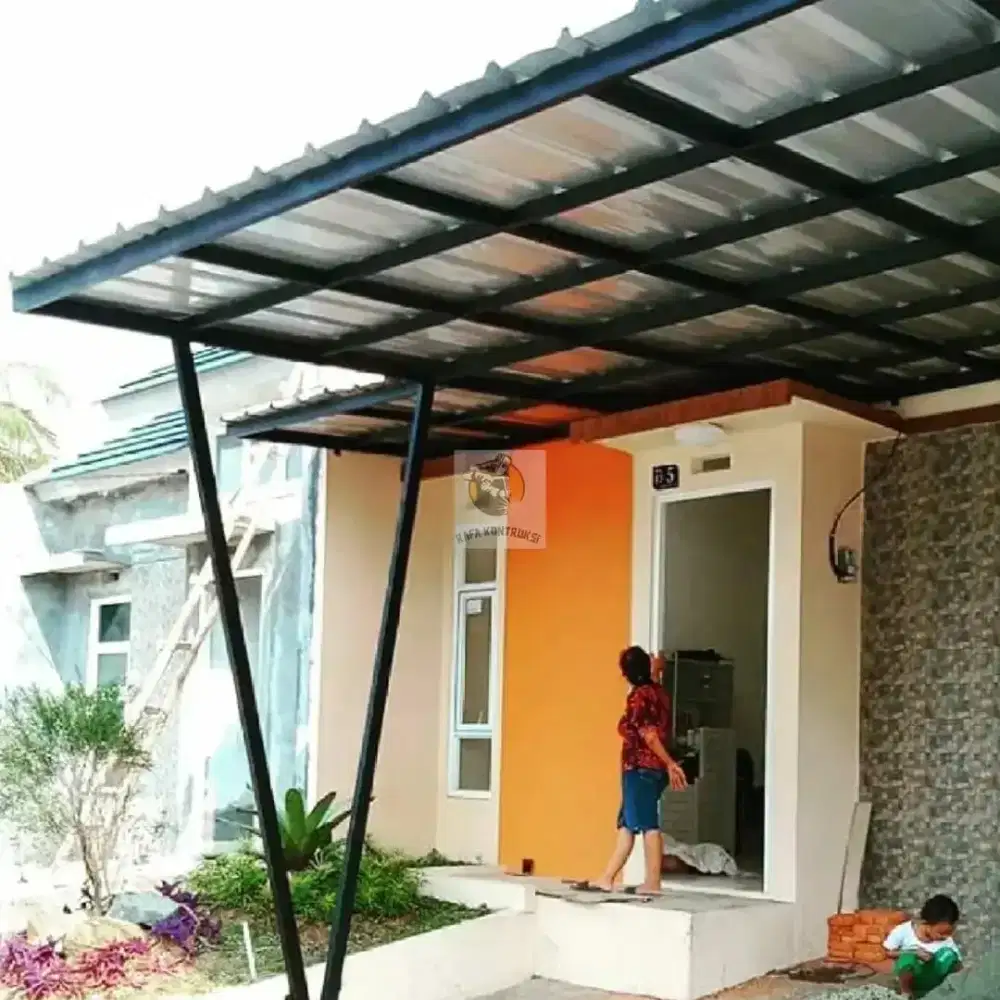 Kanopi atap spandek rangka besi holo galvanis