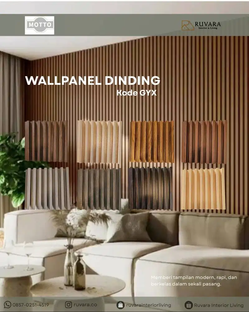 Motto | Wall Panel Dinding Premium | Ukuran 2900 x 160 x 22 mm | Panel
