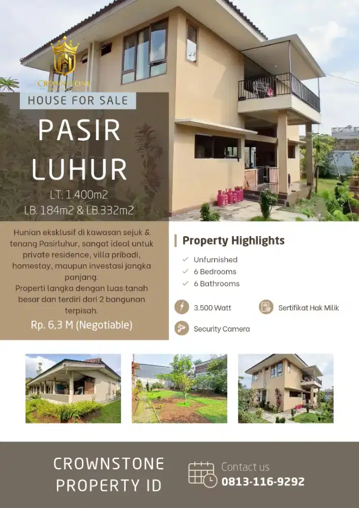 Dijual Rumah Pasir Luhur Padasuka lahan luas bisa SHARING/100m