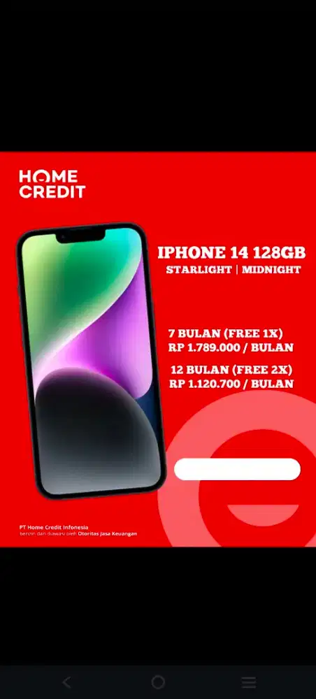Iphone 14 garansi new resmi kredit cicilan 0% dg home credit