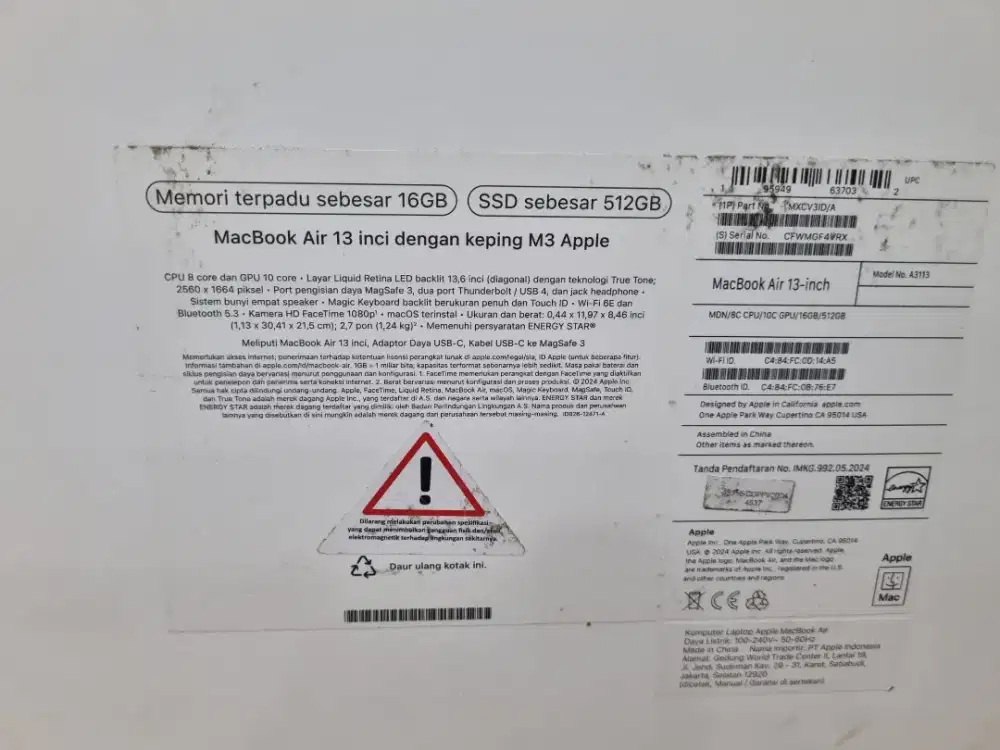 Fore sale macBook Air M3 16/512 like new