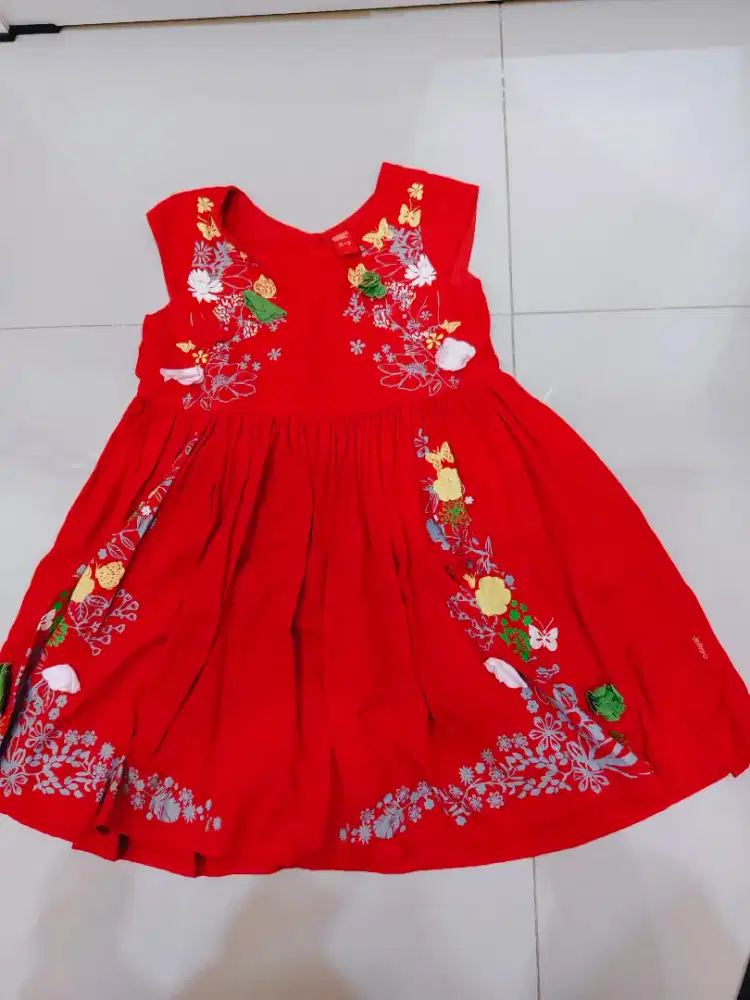 Gaun merah anak perempuan 4-5th cool girl