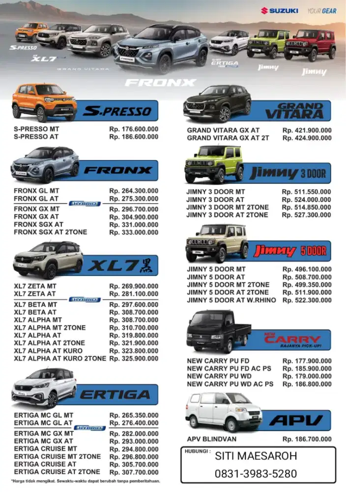 Menerima Cash/credit/TT/Test driver Suzuki