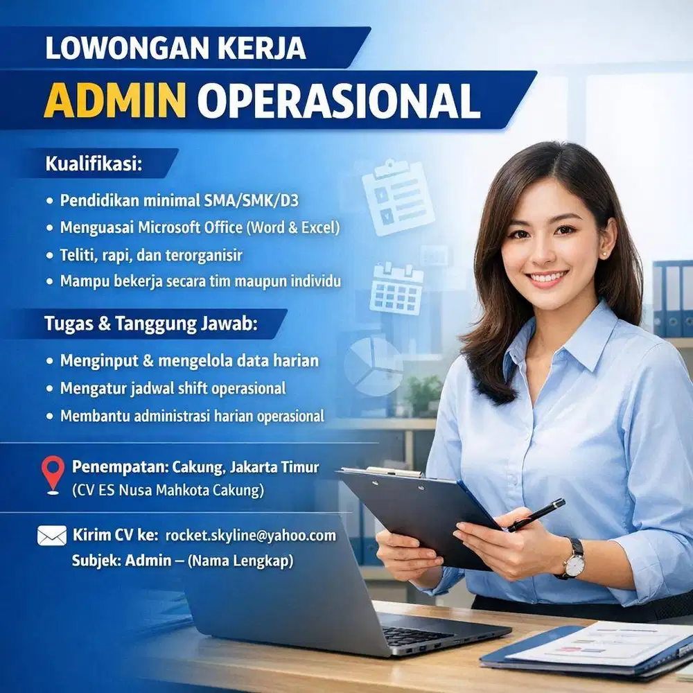 Dicari Admin untuk pabrik es kristal