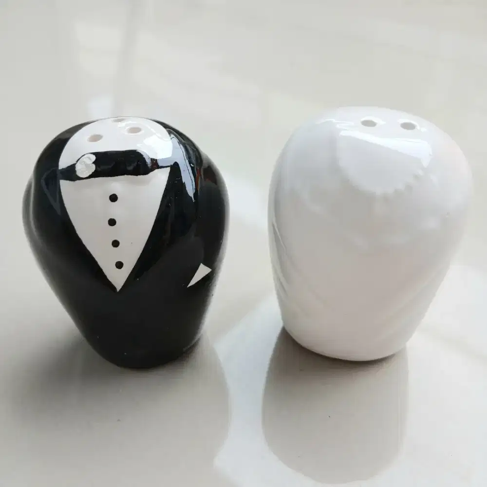 Tempat lada garam Salt Pepper Shaker keramik Bride and Groom, baru
