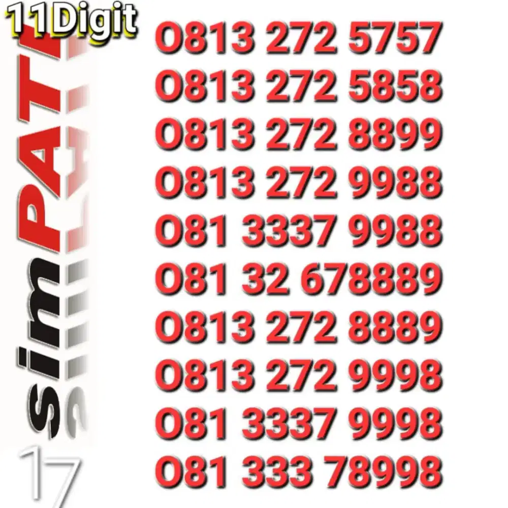 NOMOR SIMPATI 11DIGIT 9988 _ 8899