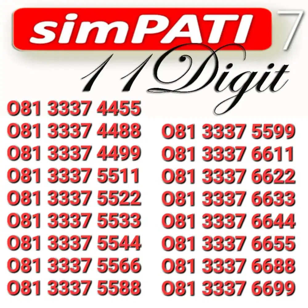 NOMOR SIMPATI 11DIGIT SERIAN AABB