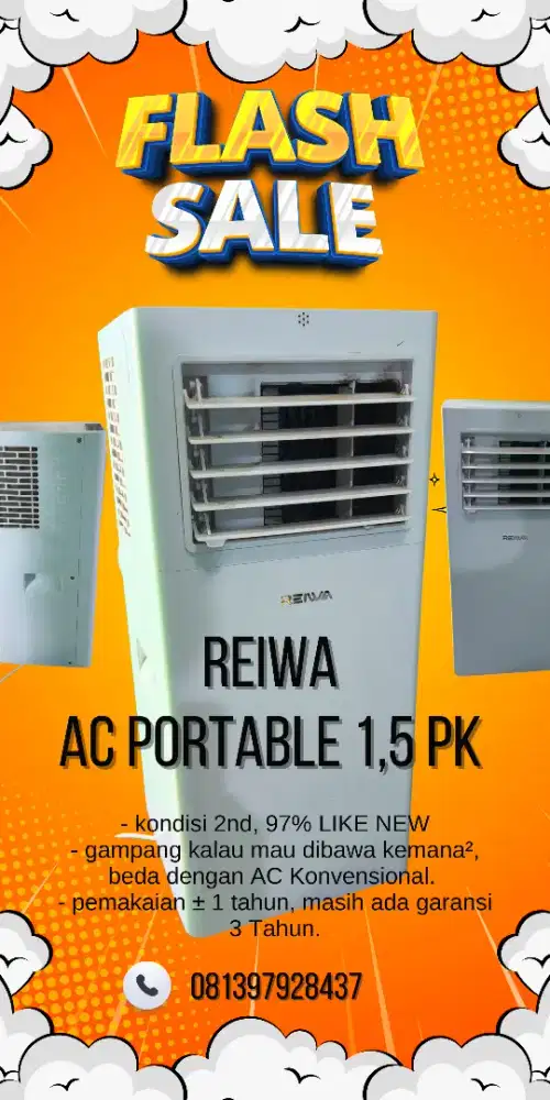 JUAL - AC Portable 1,5 PK Merk Reiwa