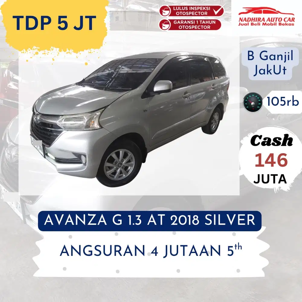DP 3 Juta Avanza G 1.3 AT 2018 Silver