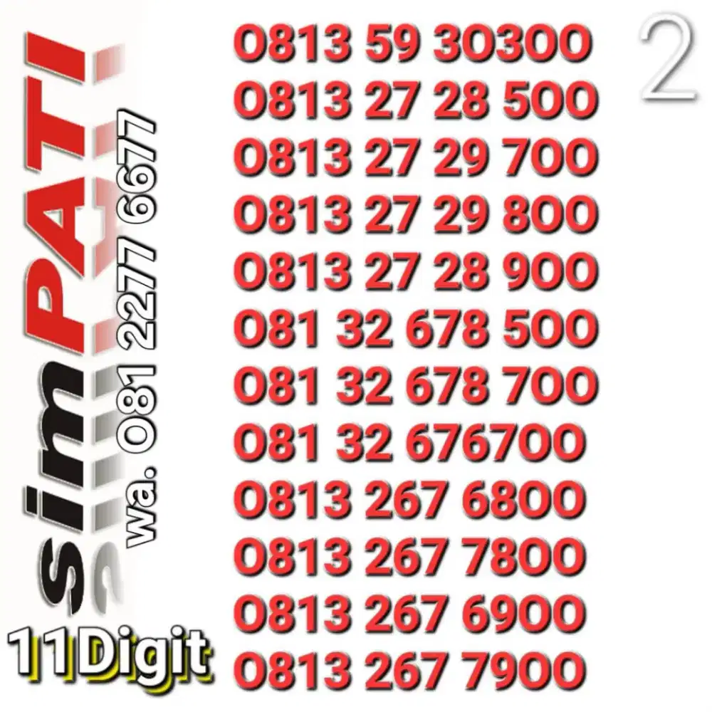 NOMOR SIMPATI 11DIGIT RATUSAN-RATUSAN