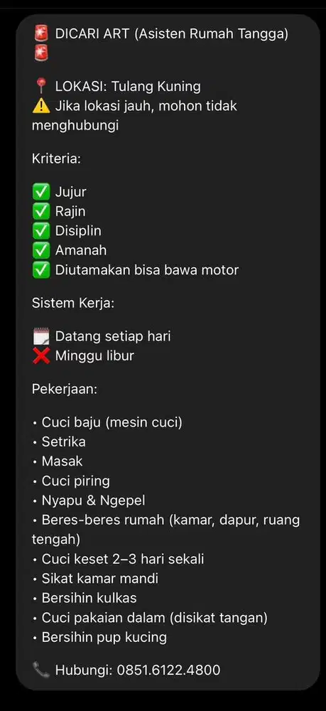 Art (Assistant Rumah Tangga)