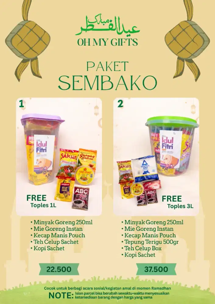 Parcel Hampers Sembako Lebaran Idul Fitri / Paket Sembako Toples