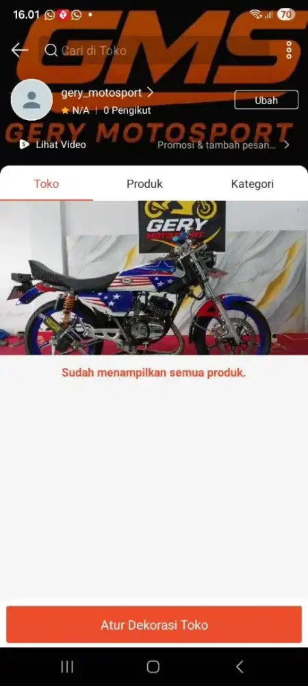 Dicari Sales Counter/Admin online u Showroom Motor