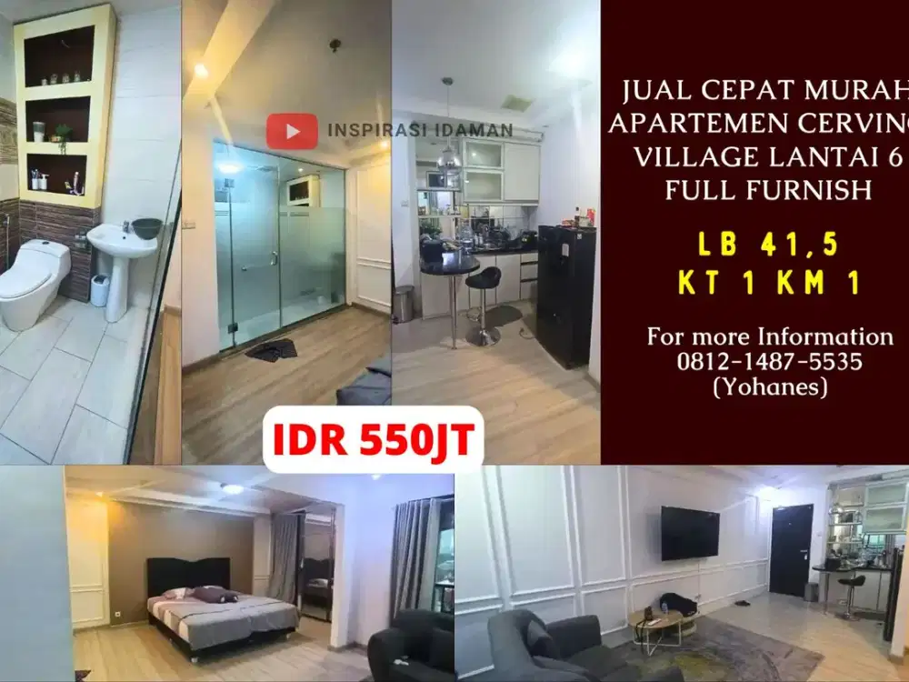 Jual Cepat Murah Apartemen Cervino Village Lantai 6 Full Furnish