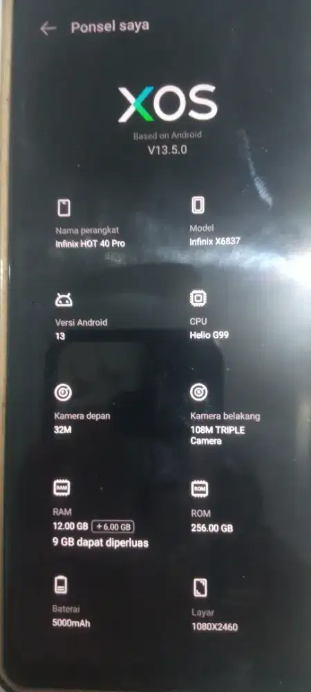 jual infinix hot 40 pro RAM 12 seken