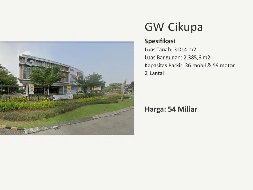 Gedung dijual di Citra Raya Cikupa