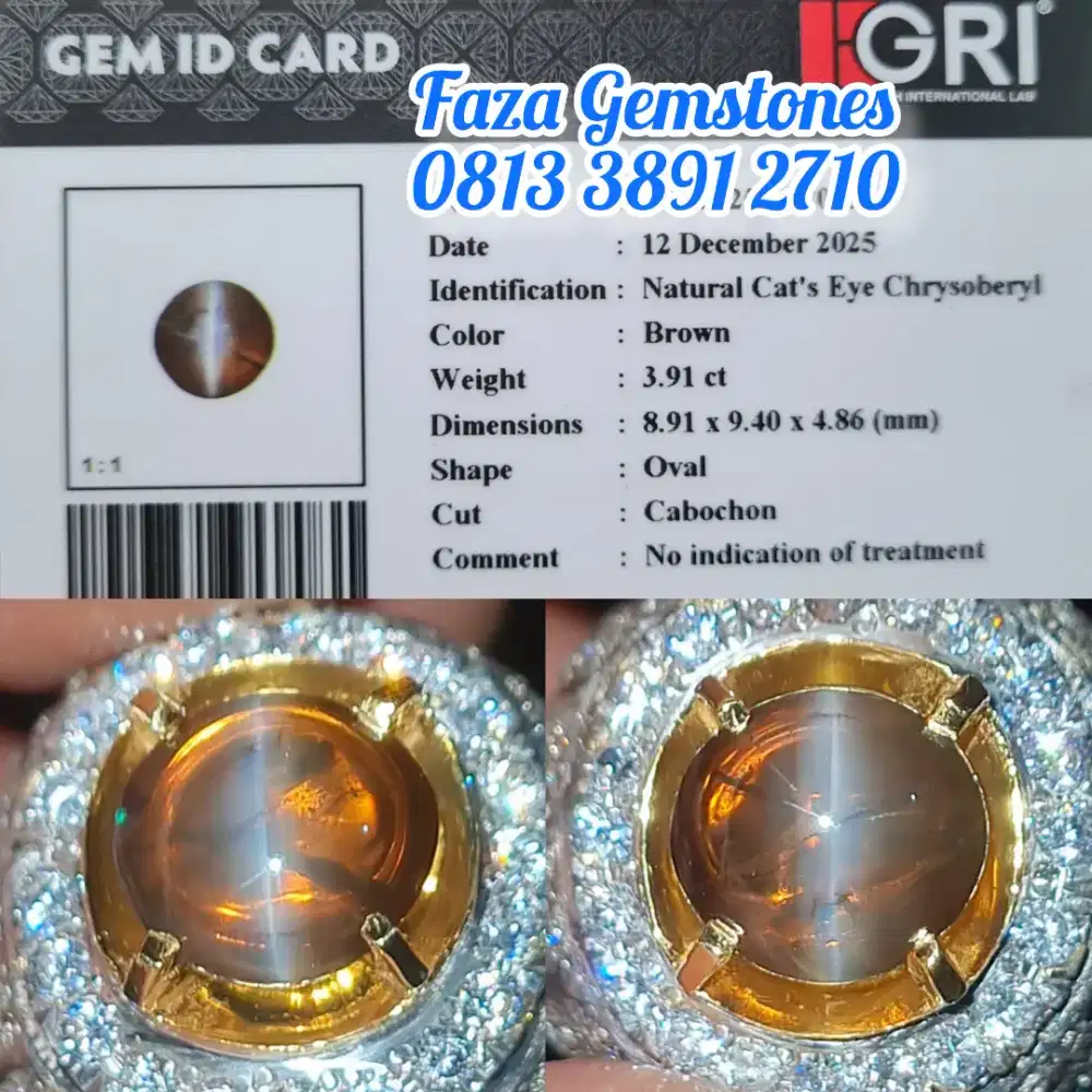 Honey Cats Eye Chrysoberyl , Material Full Kaca & Christal
