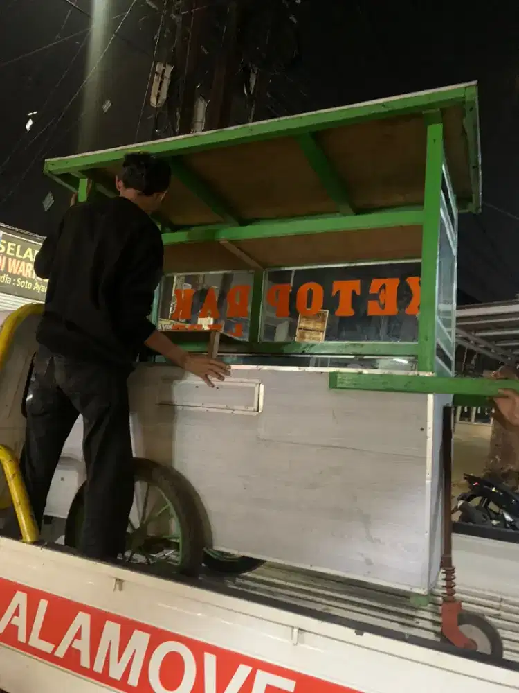 Gerobak ketoprak kayu baru 3 bulan