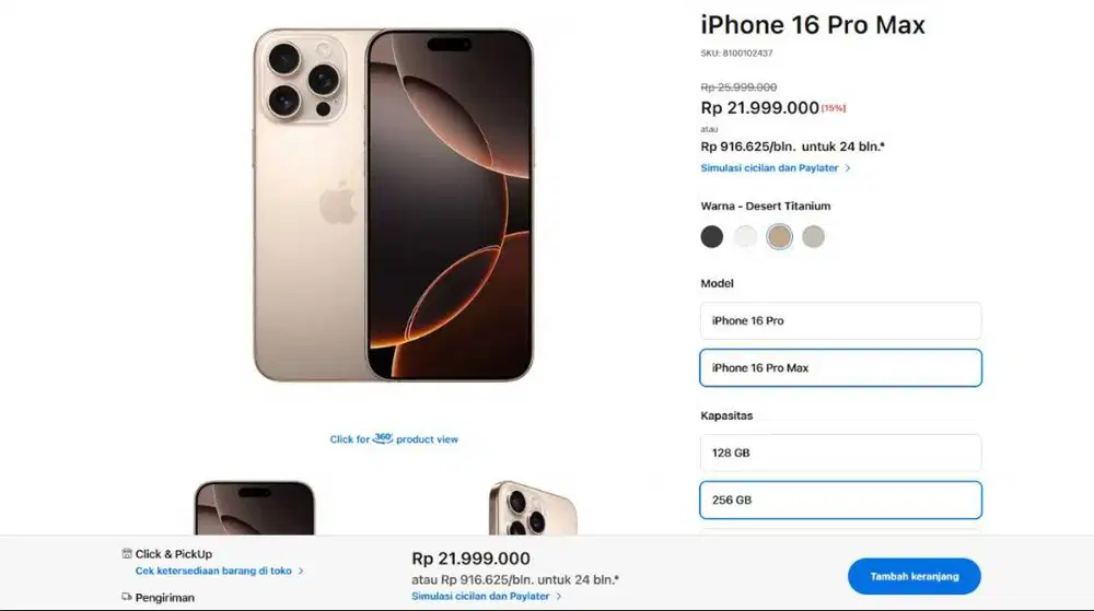 Iphone 16 Pro Max Dessert Titanium 256GB ORI iBox