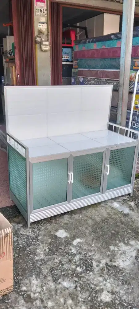 Meja kompor 3 pintu silver