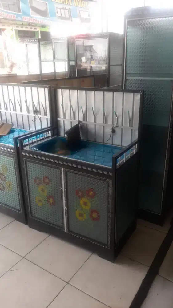 meja westafel 2 pintu coklat