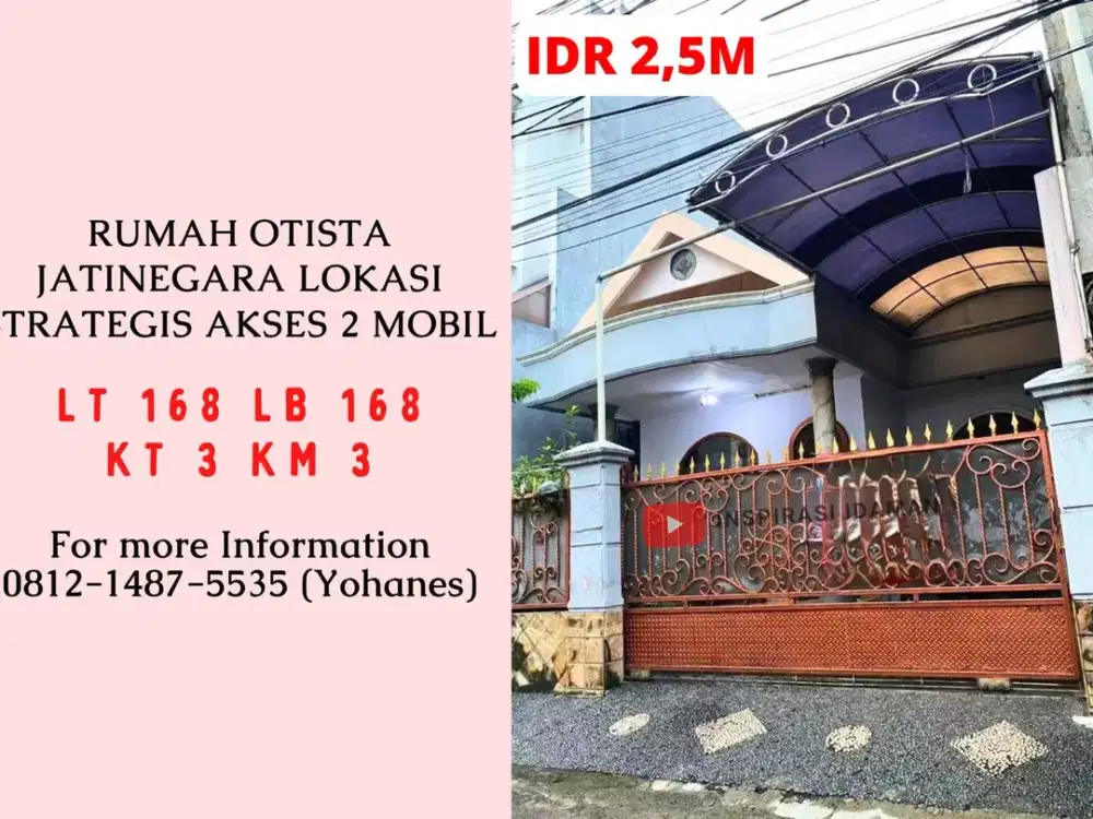 Rumah Otista Jatinegara Lokasi Strategis Akses 2 Mobil