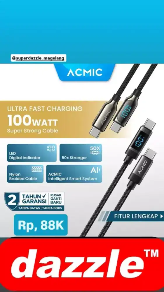 KD acmic diguline x type c to c 100w black