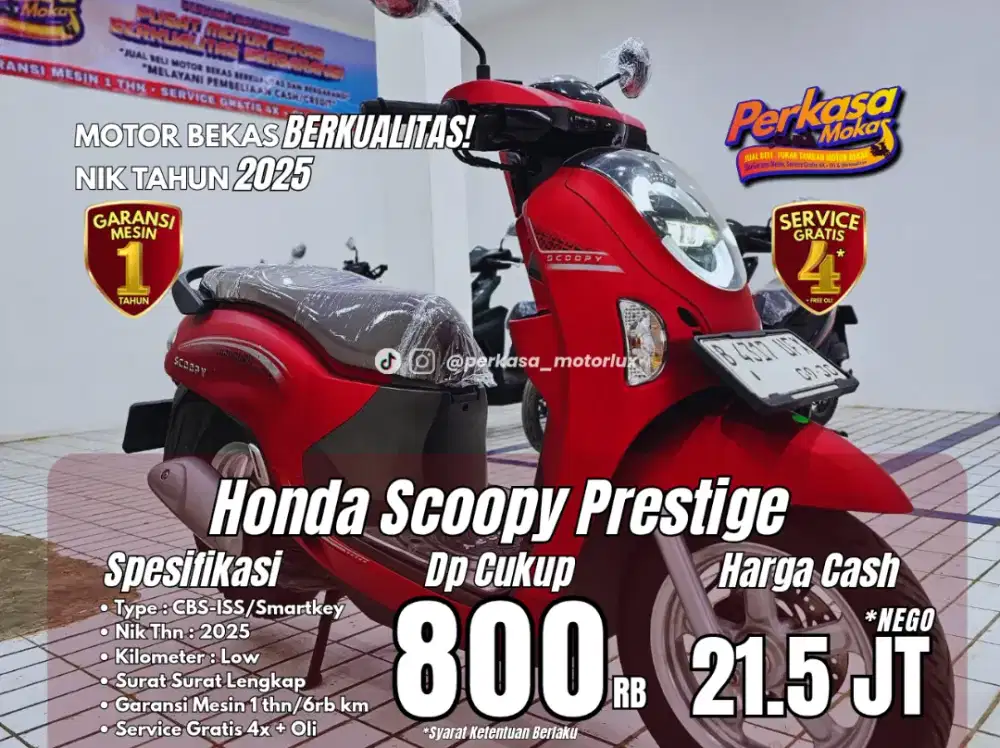 SCOOPY PRESTIGE 2025 BERGARANSI MESIN 1 THN