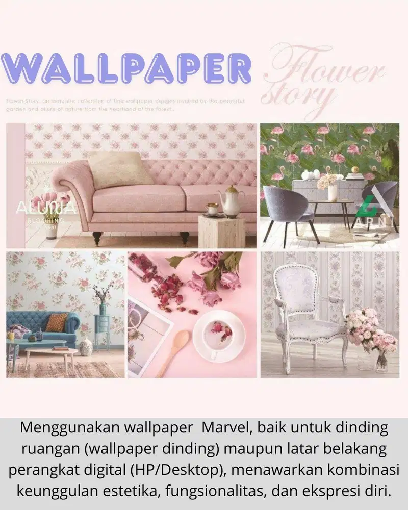 WallPaper Dinding Flowery story by MARVEL Ukuran 53 cm x 10 m | WallPa