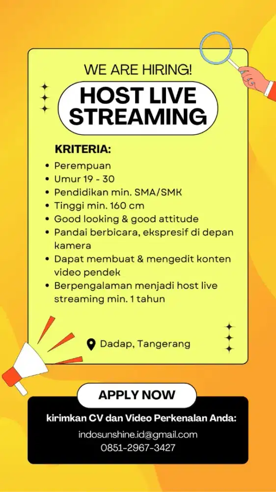 LOWONGAN KERJA – LIVE STREAMING HOST online shop