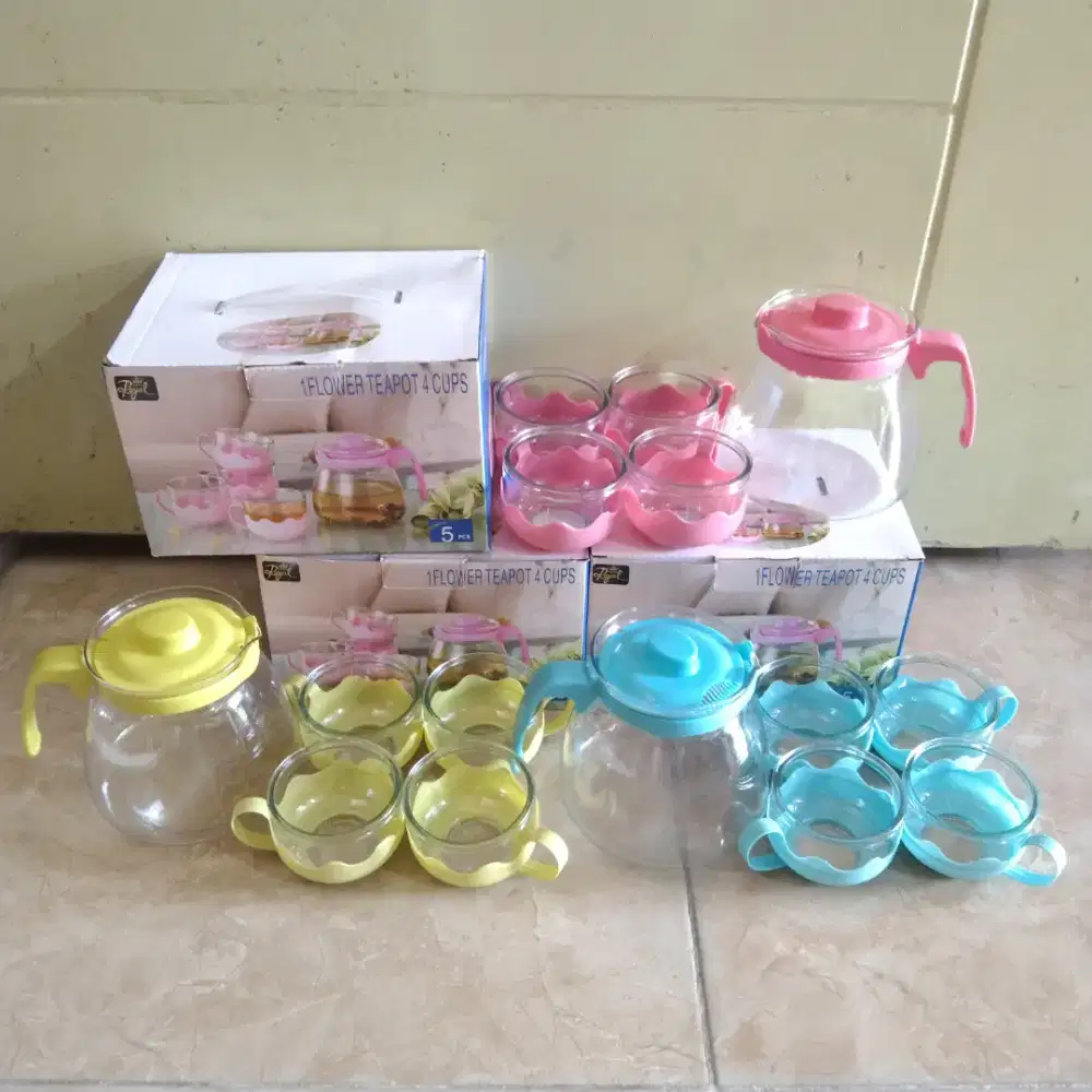 Teko Set Kaca/ Tea Pot 5 In 1