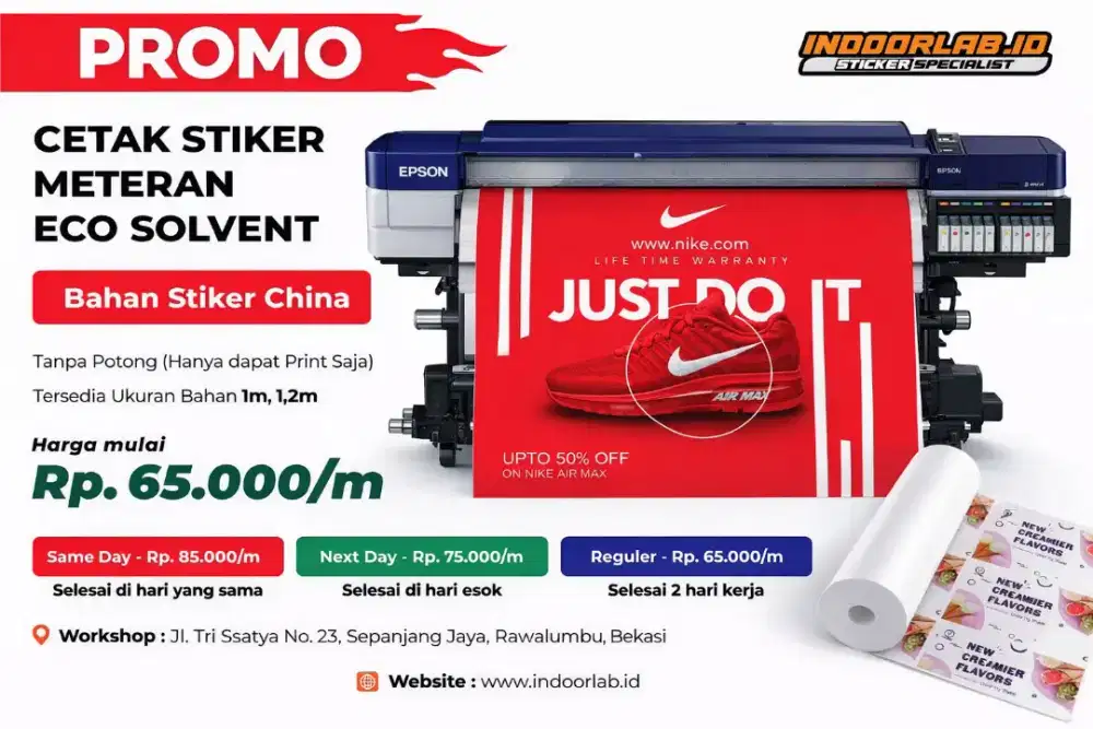 PROMO CETAK PHOTO & STIKER METERAN ECO SOLVENT & UV INK Indoorlab