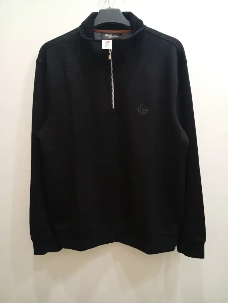 LORO PIANA HALF ZIP SWEATSHIRT BLACK